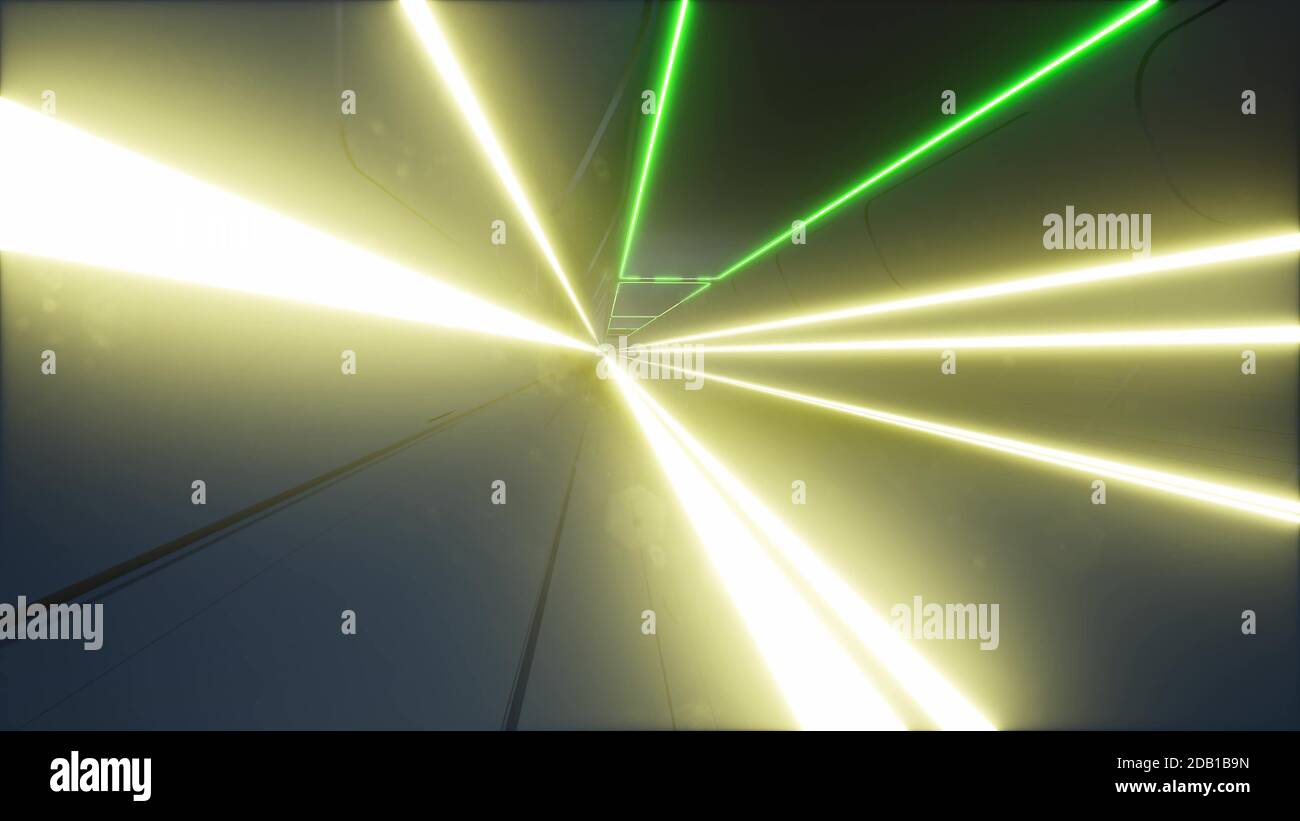 Tunnel néon moderne 3d rendu 3d futuriste Banque D'Images