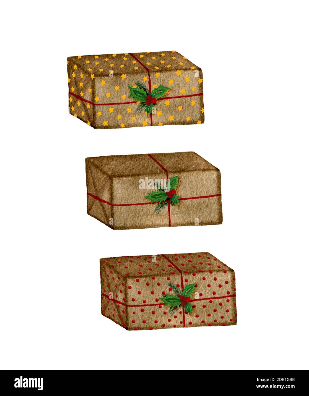 Collection de cadeaux de Noël vintage isolés sur blanc, aquarelle  illustration de Noël avec de vieux cadeaux de Noël, belle boîte cadeau  ensemble Photo Stock - Alamy