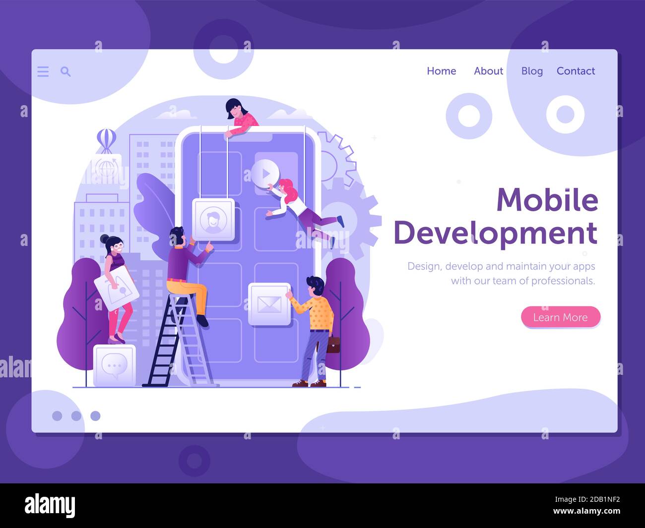 Processus de développement d'applications mobiles dans Flat Design Illustration de Vecteur