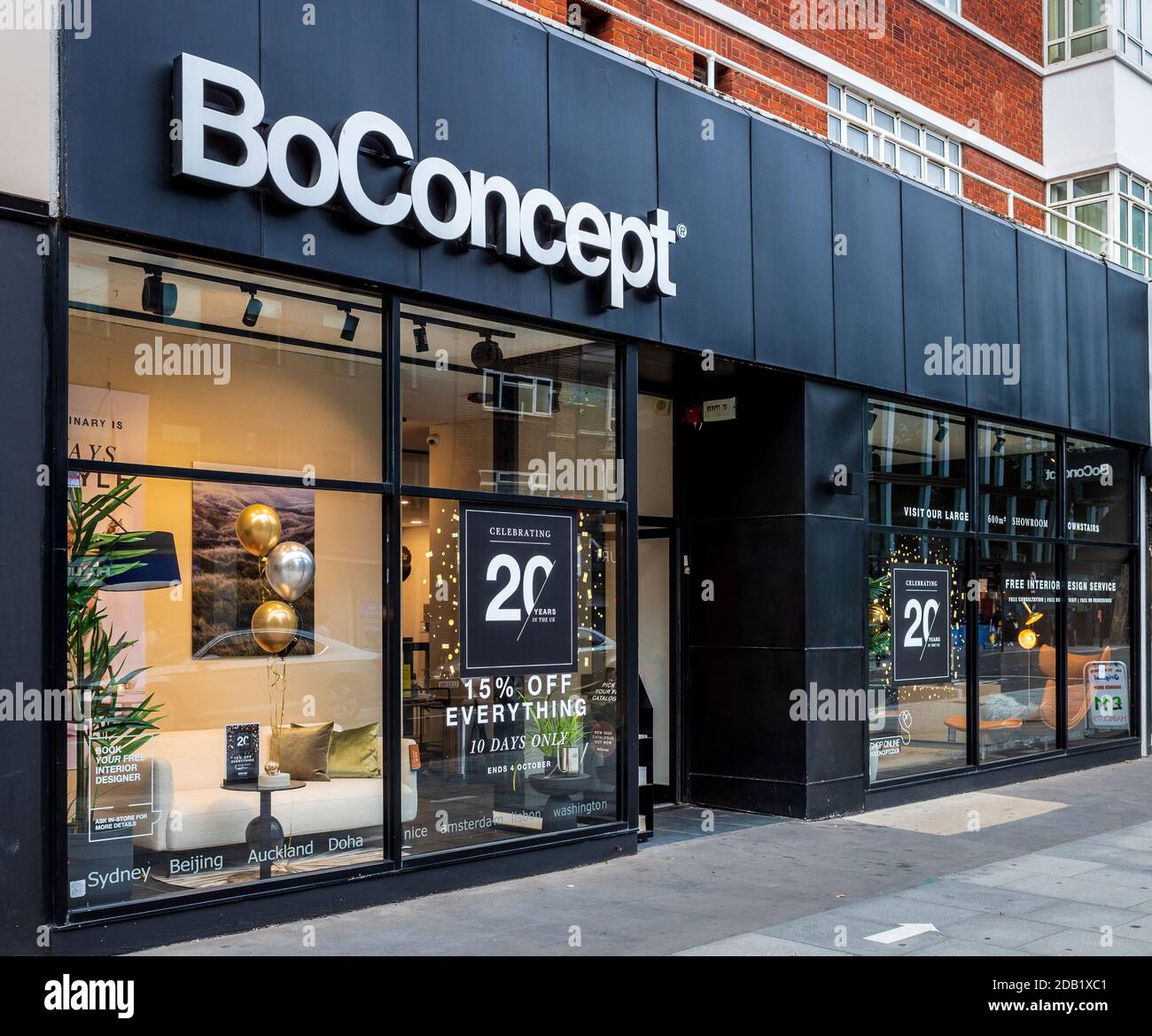 BoConcept Furniture store London - BoConcept store sur Tottenham court Rd Central London. BoConcept a été fondée au Danemark en 1952. Banque D'Images