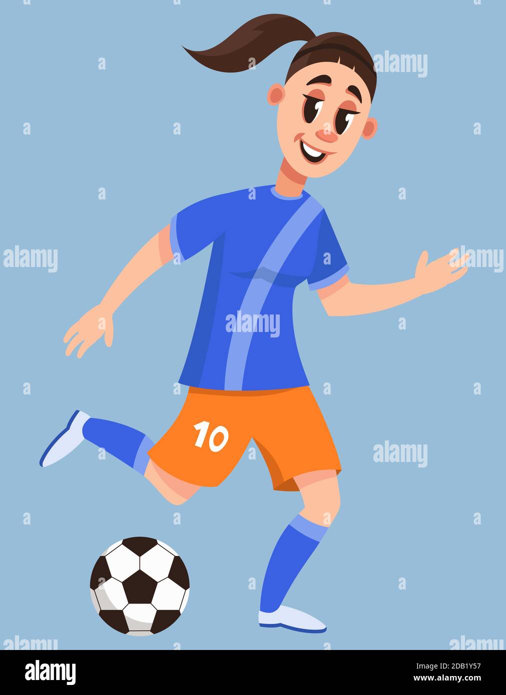 Balle De Pied De Joueur De Football Feminin Beau Personnage De Style Dessin Anime Image Vectorielle Stock Alamy