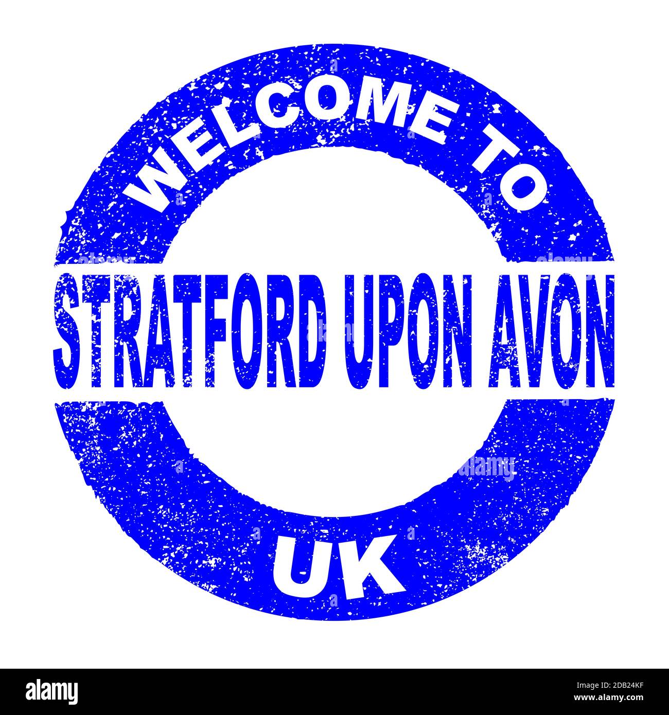 Un tampon d'encre en caoutchouc grunge avec le texte Bienvenue À Stratford Upon Avon UK sur un fond blanc Banque D'Images
