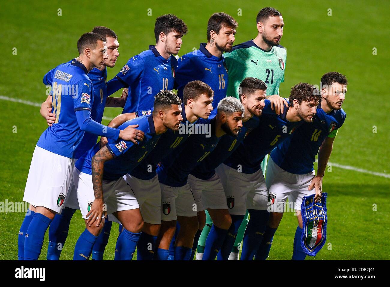 Reggio Emilia, Italie - 15 novembre 2020 : les joueurs d'Italie posent pour une photo d'équipe avant le match de football de la Ligue des Nations de l'UEFA entre l'Italie et la Pologne. L'Italie a gagné 2-0 sur la Pologne. Credit: Nicolò Campo/Alay Live News Banque D'Images