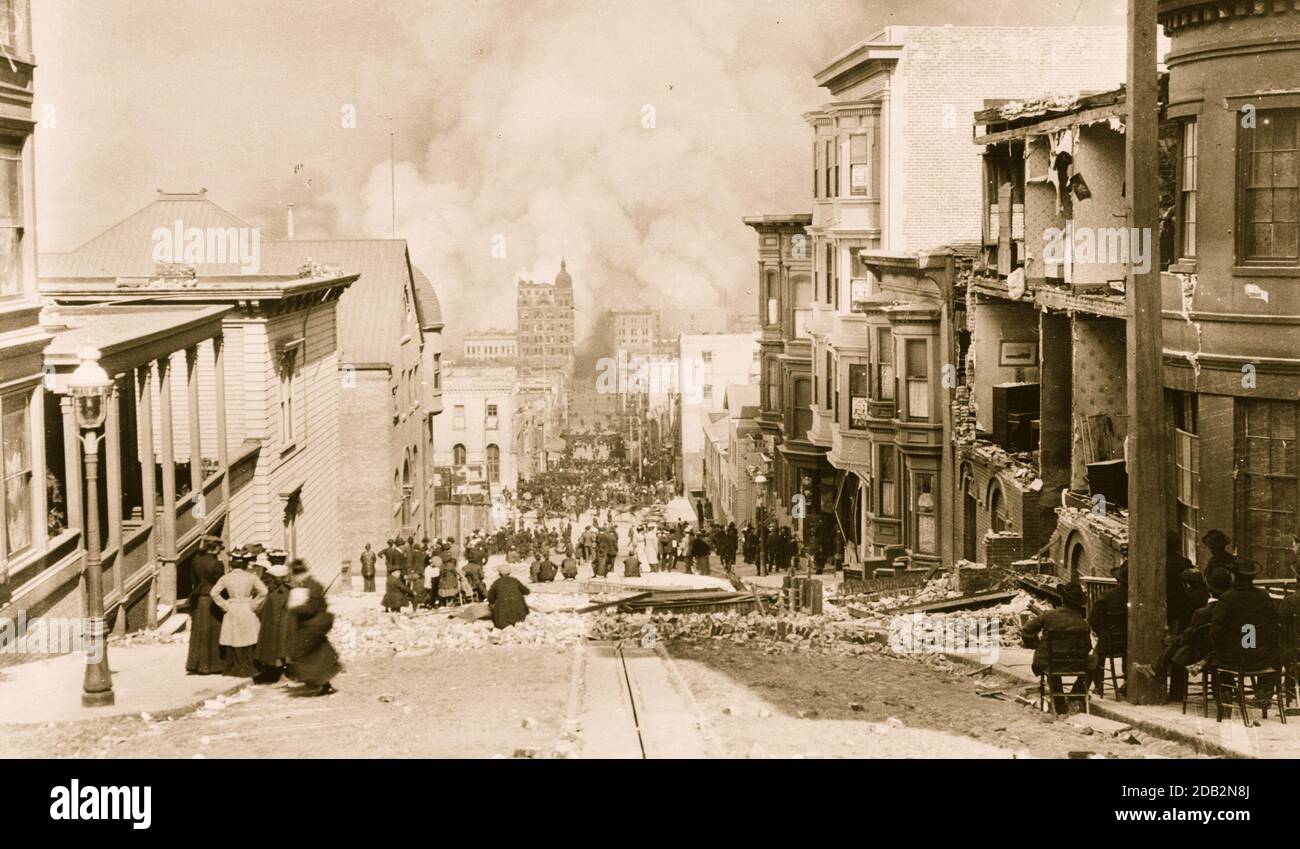Tremblement de terre et incendie à San Francisco. Banque D'Images