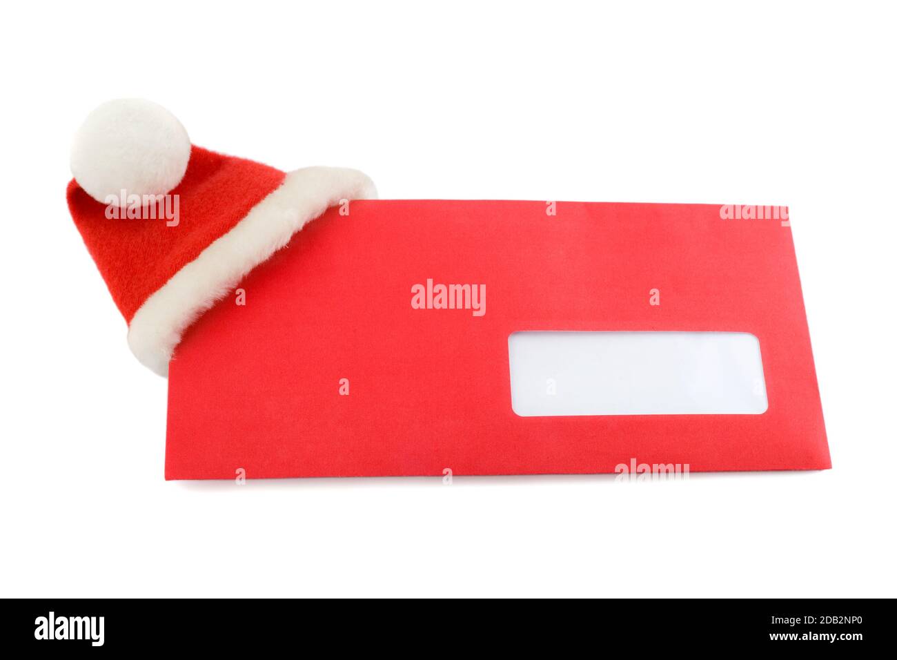 chapeaux de noël et lettre isolés sur fond blanc Banque D'Images