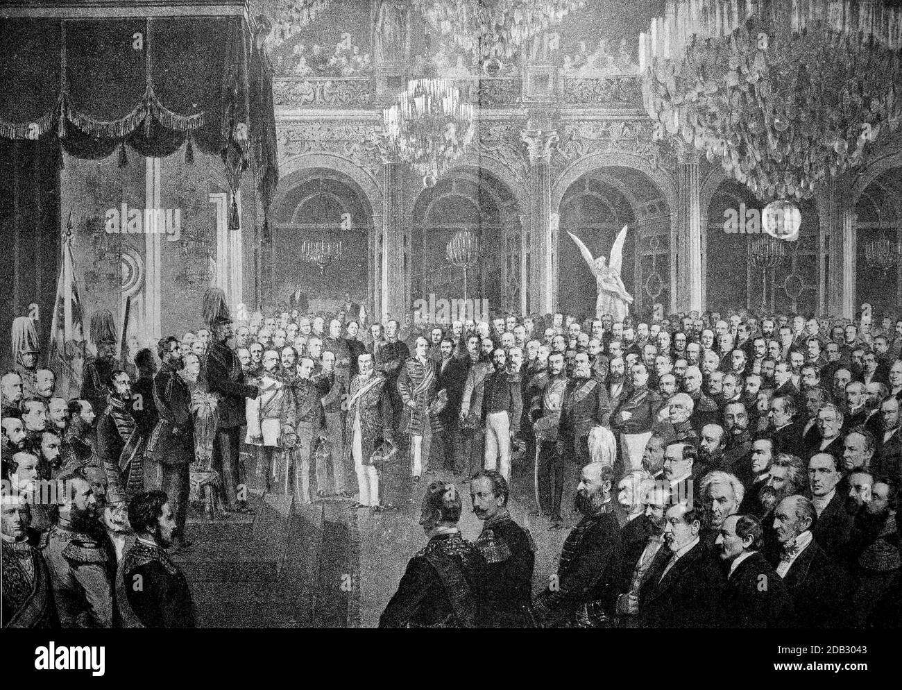 Le roi William ouvre le premier Reichstag de la Confédération du Nord-Allemagne le 24 février 1867, Allemagne / König Wilhelm eröffnet den ersten Reichstag des Norddeutschen Bundes am 24. Février 1867, Deutschland, Historisch, historique, numérique reproduction améliorée d'un original du 19ème siècle / digitale Reproduktion einer Originalvorlage aus dem 19. Jahrhundert, Banque D'Images