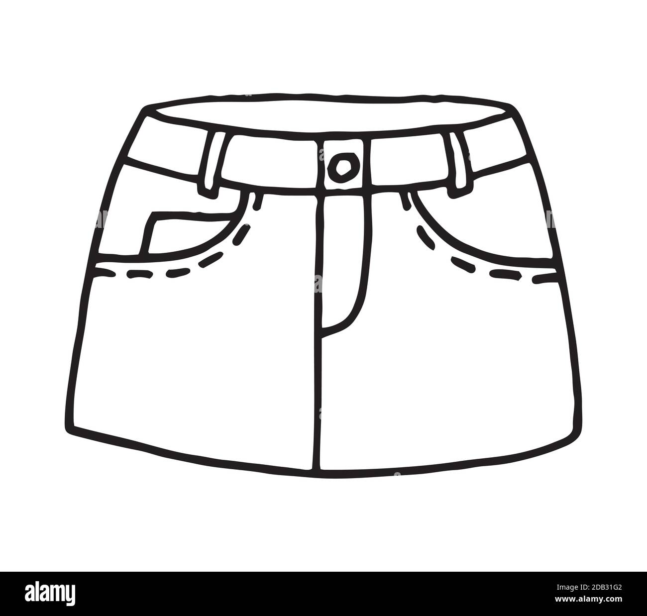 Main dessinée femmes jupe Doodle isolé sur fond blanc Illustration de Vecteur