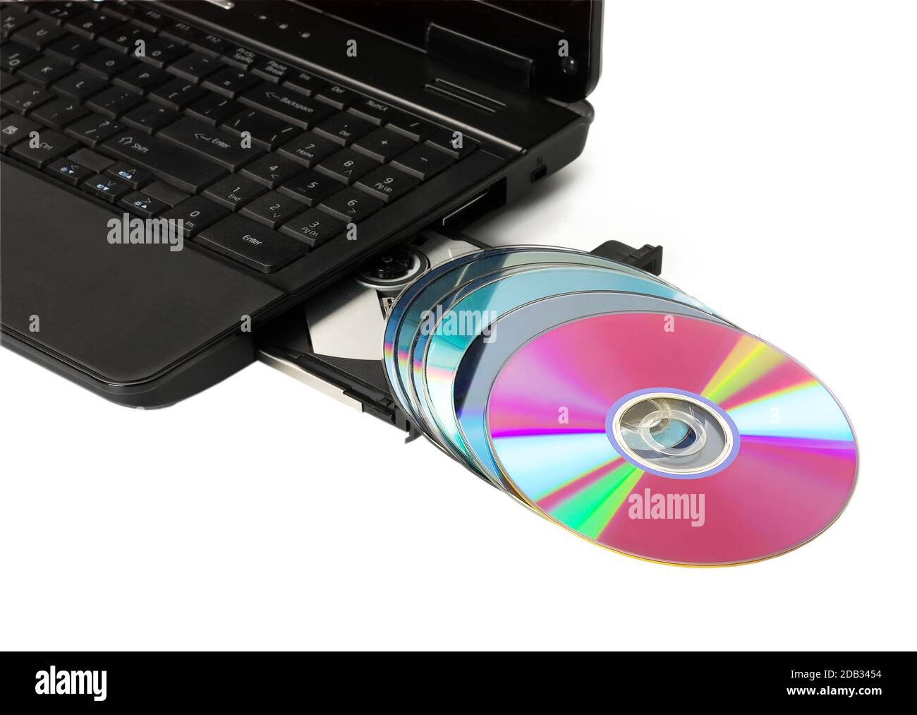 Ordinateur portable avec lecteur optique CD/DVD jeu de cd-rom ouvert Photo  Stock - Alamy