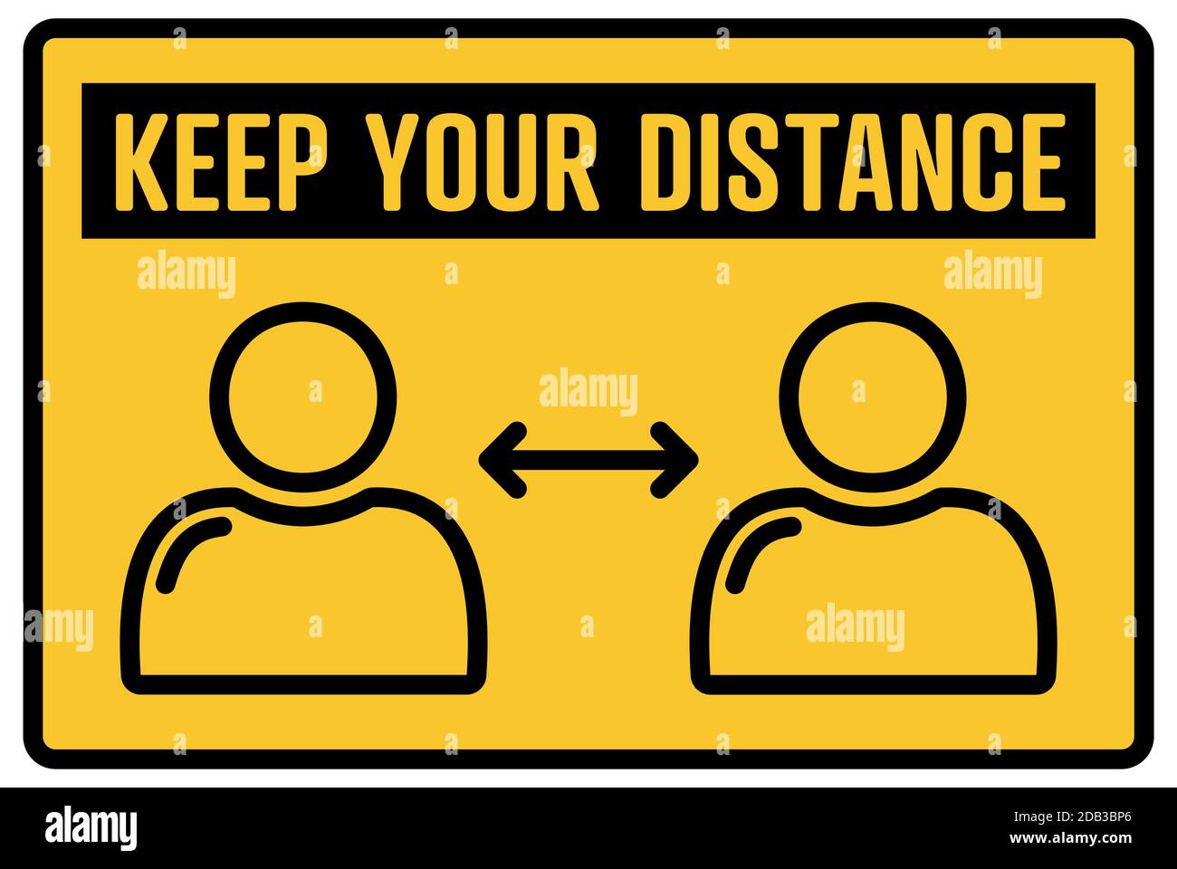 Conservez l'indicateur de distance avec un avertissement de couleur jaune et noire illustration du vecteur de signe Illustration de Vecteur