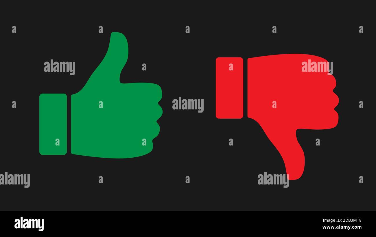 Icône de pouce ou vecteur de symbole semblable à la couleur verte et à la forme rouge différente illustration Illustration de Vecteur