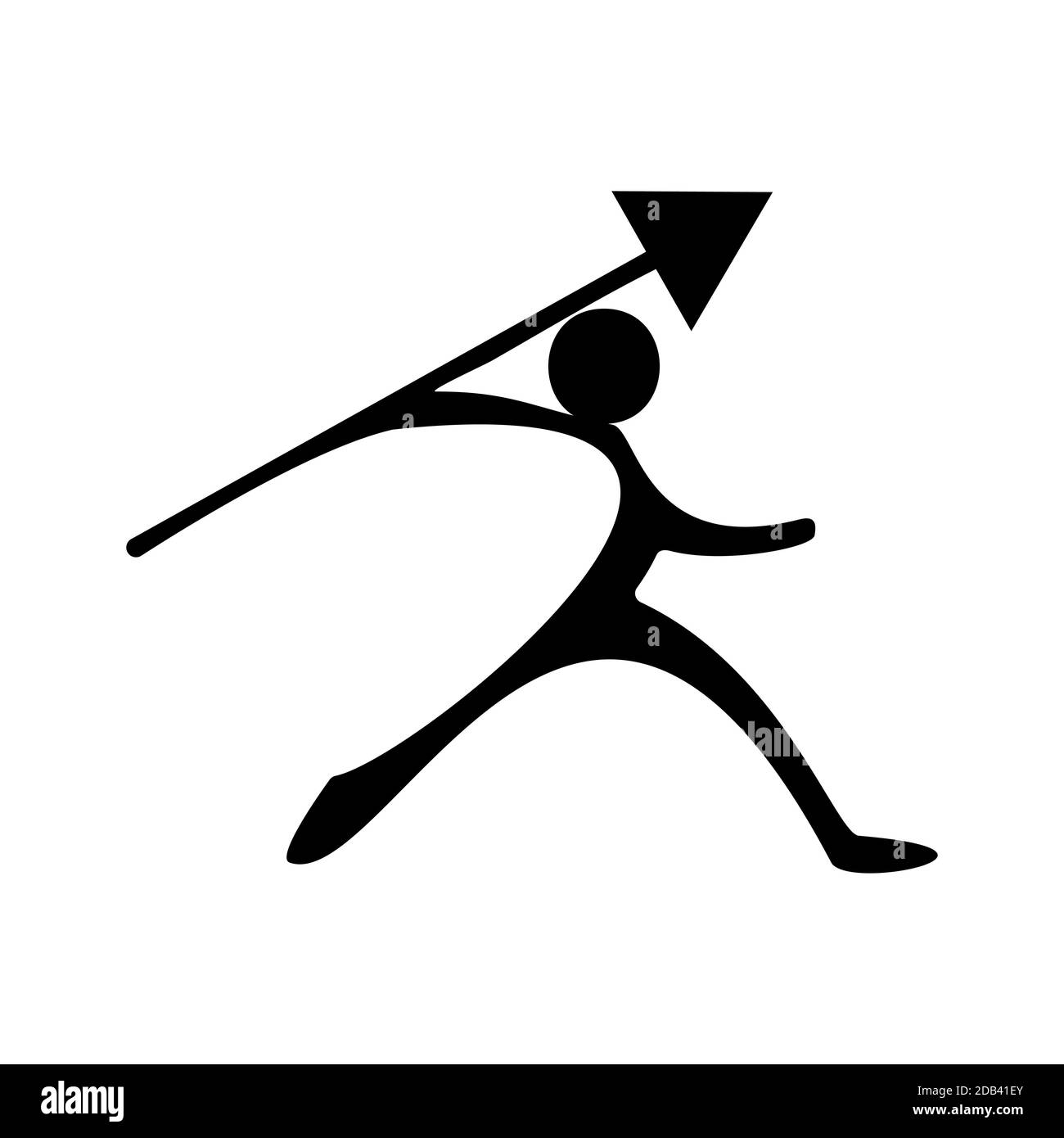 Bâton figure lance la flèche, comme javelin lancer, symbole pour aller de l'avant, la croissance, ou le succès, illustration de vecteur Illustration de Vecteur