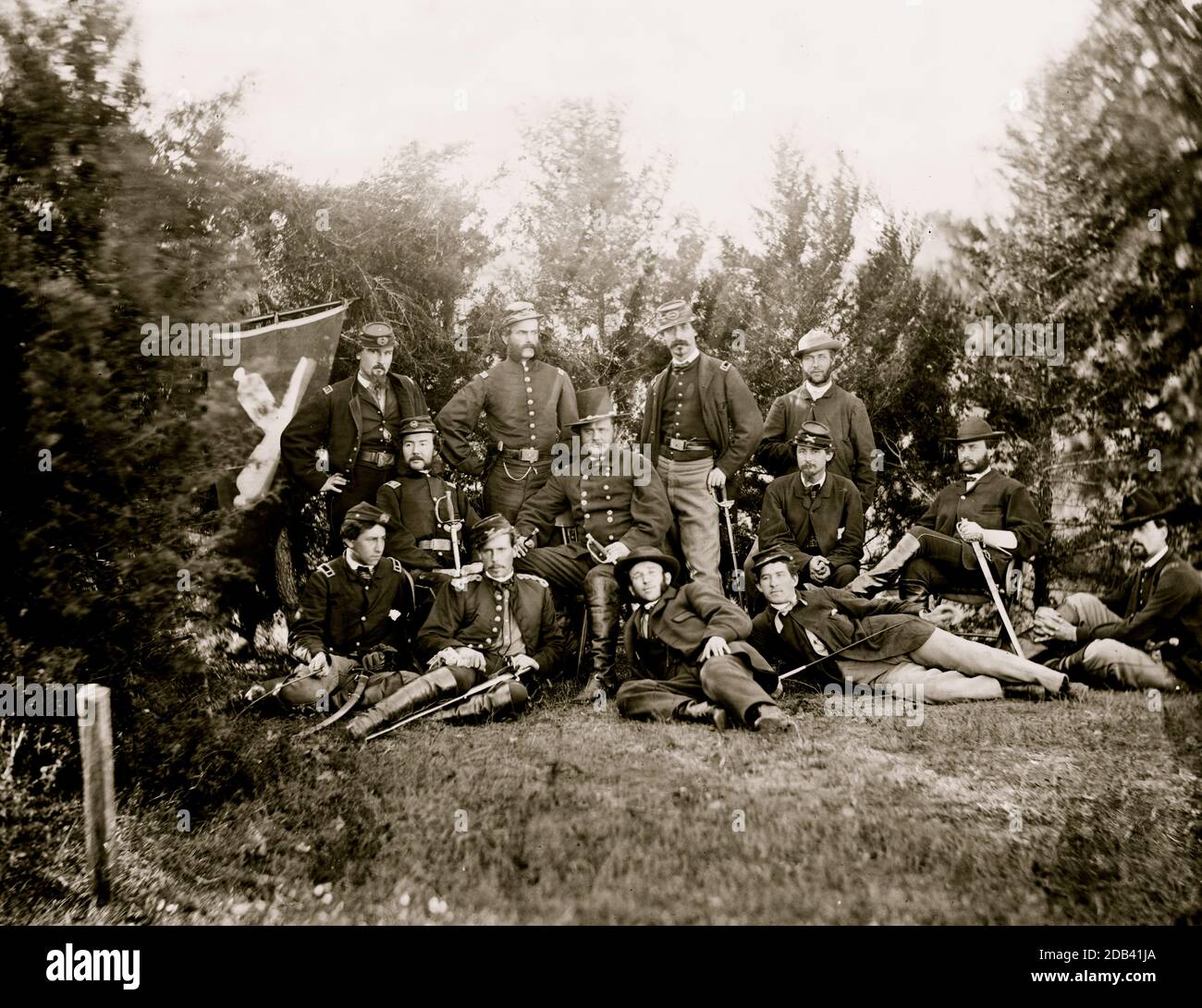 Culpeper, Virginie, le gén Robert O. Tyler et le personnel de la réserve d'artillerie. Banque D'Images