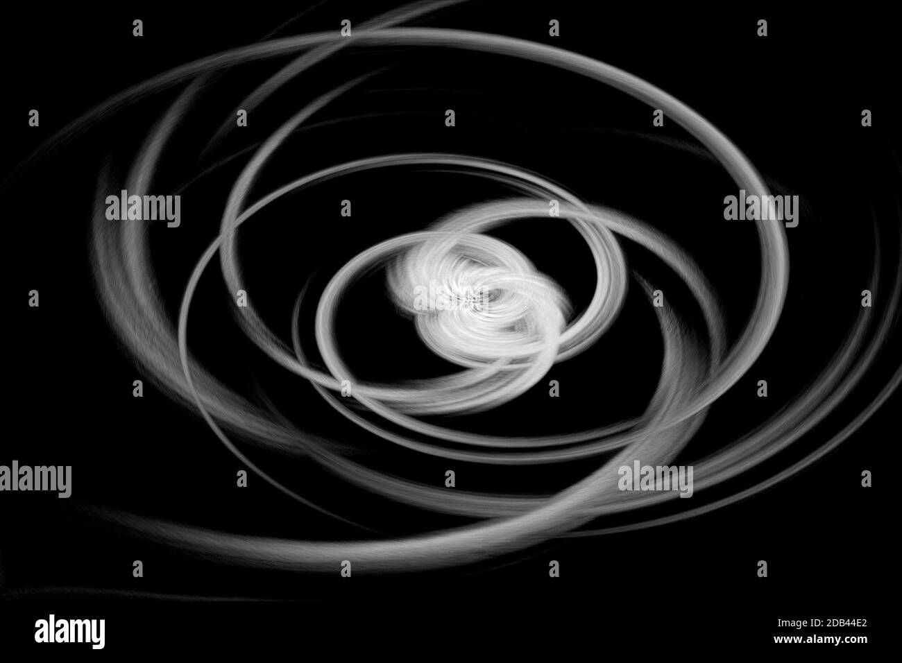 Courbes numériques abstraites blanches sur fond noir - effet de tourbillon Banque D'Images