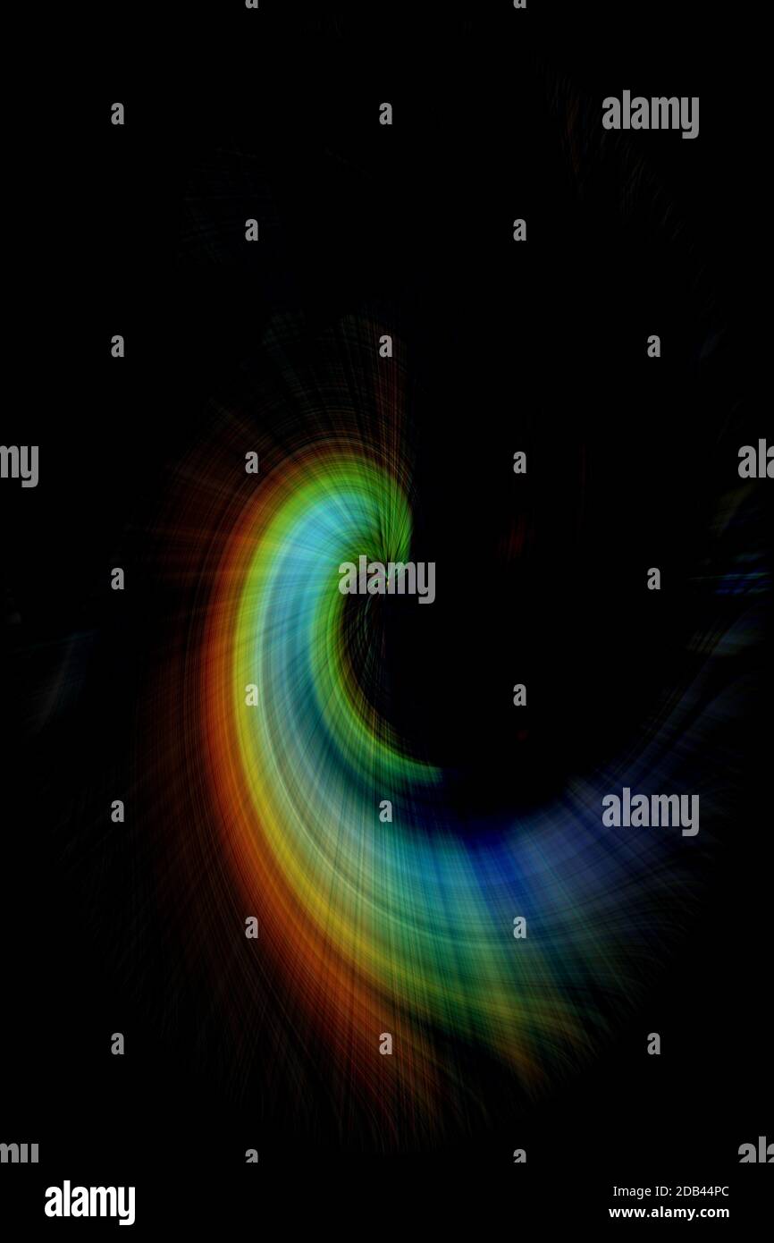 Forme numérique abstraite multicolore sur fond noir Banque D'Images