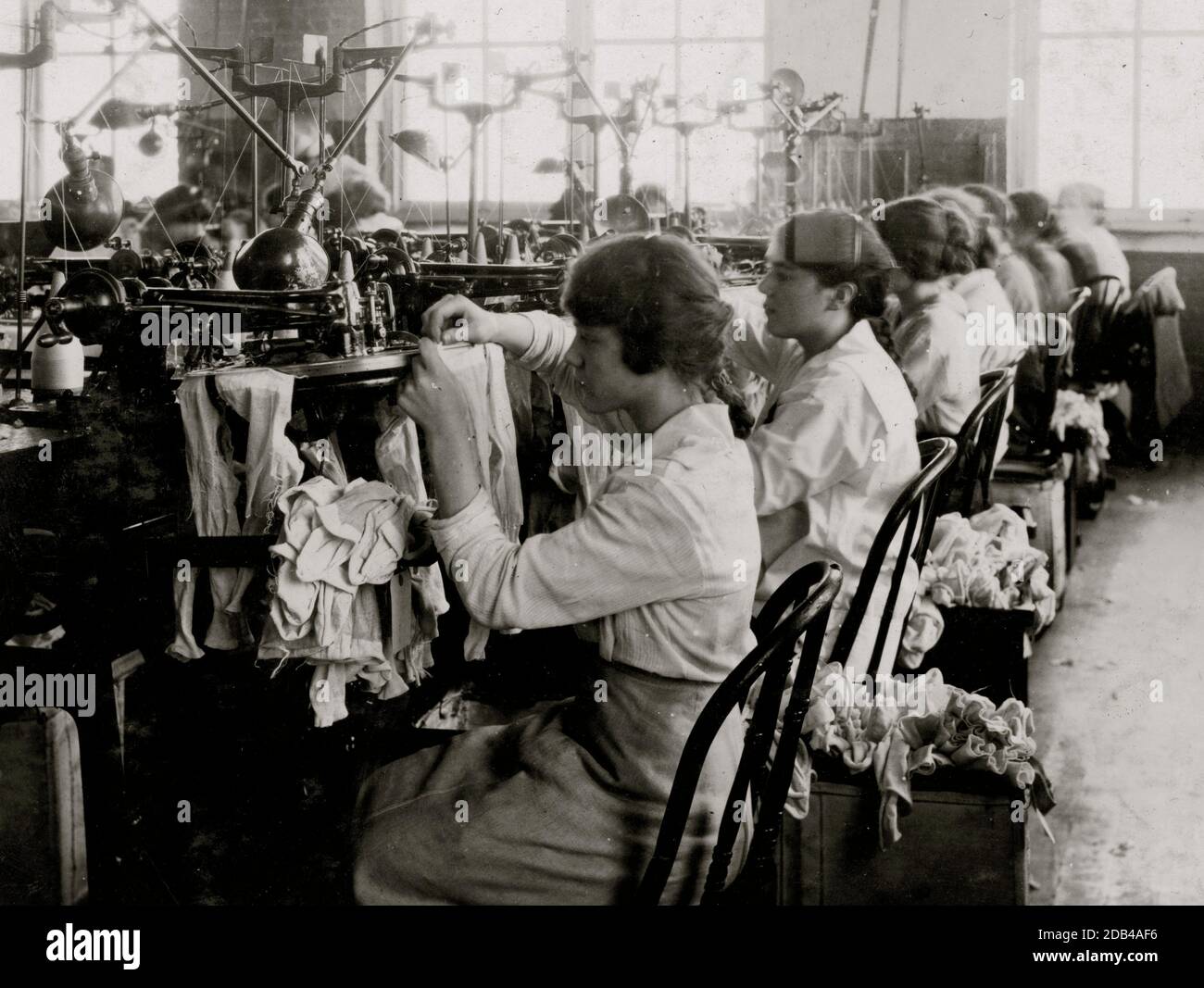 Poursuite filles de l'école de l'empoissonnement en boucle dans les usines d'Ipswich. Banque D'Images