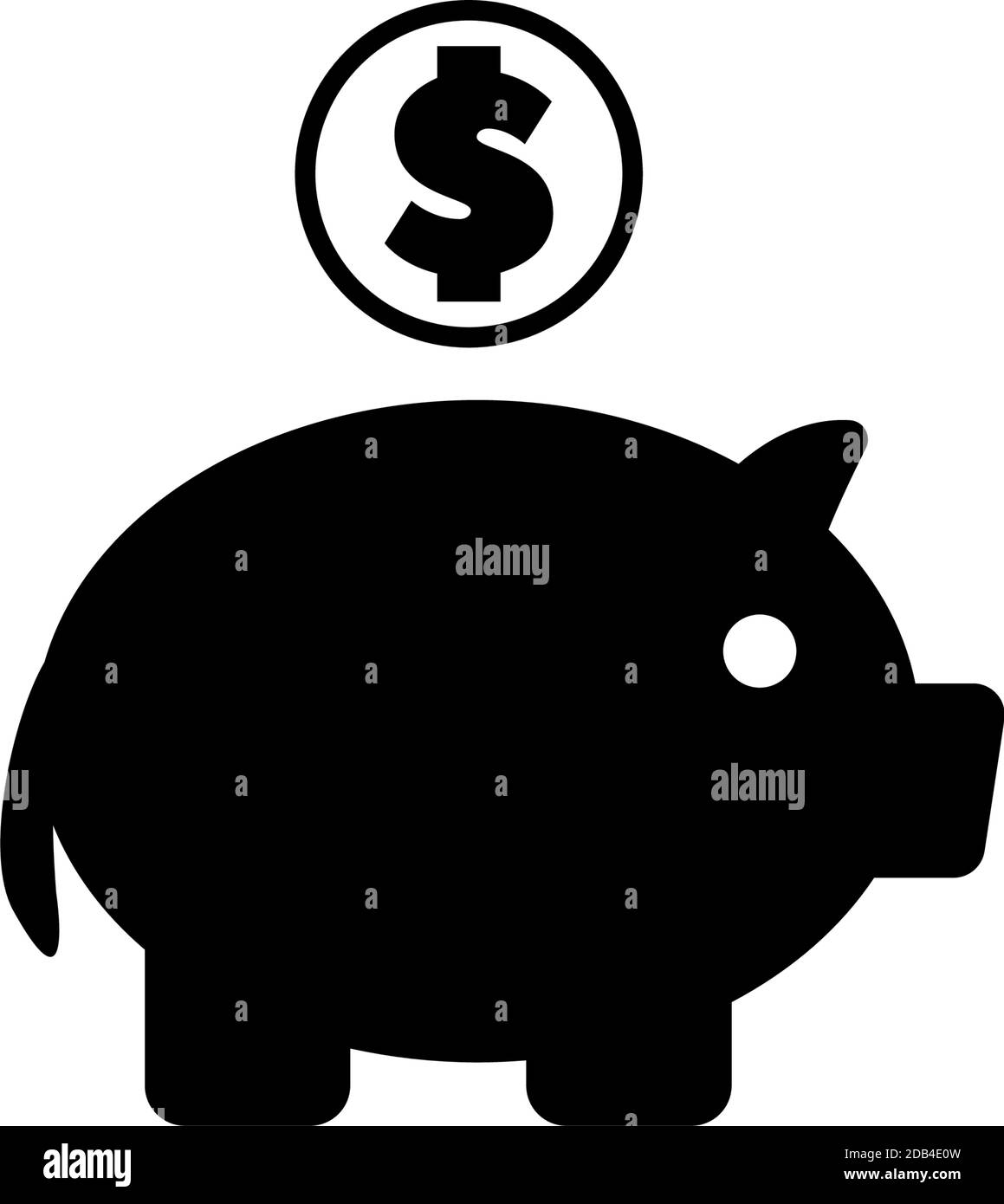 Banque de piggy, argent et finances Moneybox. Illustration de l'icône vecteur plat. Symbole noir simple sur fond blanc. Affiche de la Banque de piggy, de la caisse d'argent et de la caisse de financement Illustration de Vecteur
