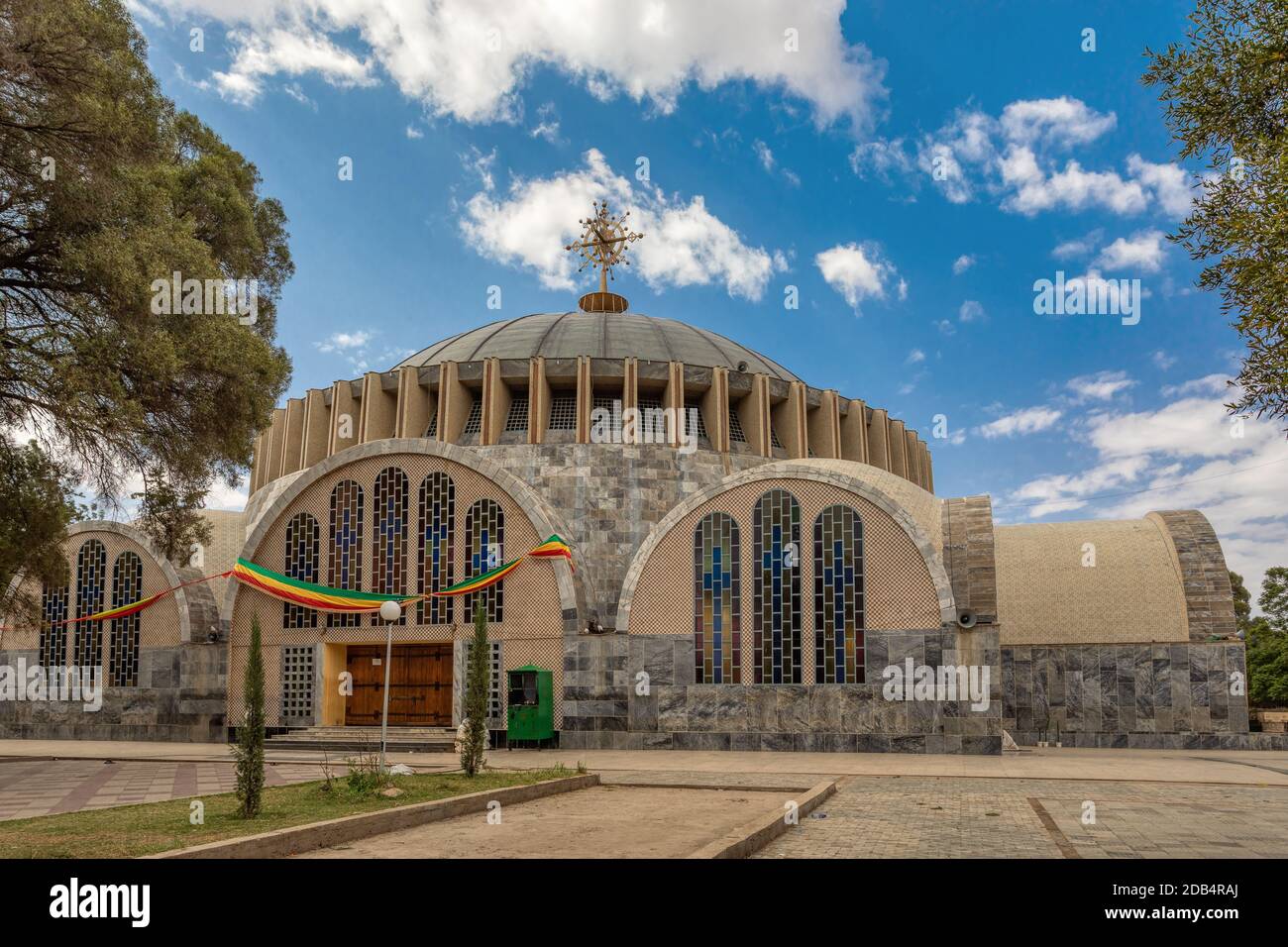 Église Notre Dame Sainte Marie de Sion, l'endroit le plus sacré pour tous les Ethiopiens Orthodoxes dans Axum, Ethiopie. Banque D'Images