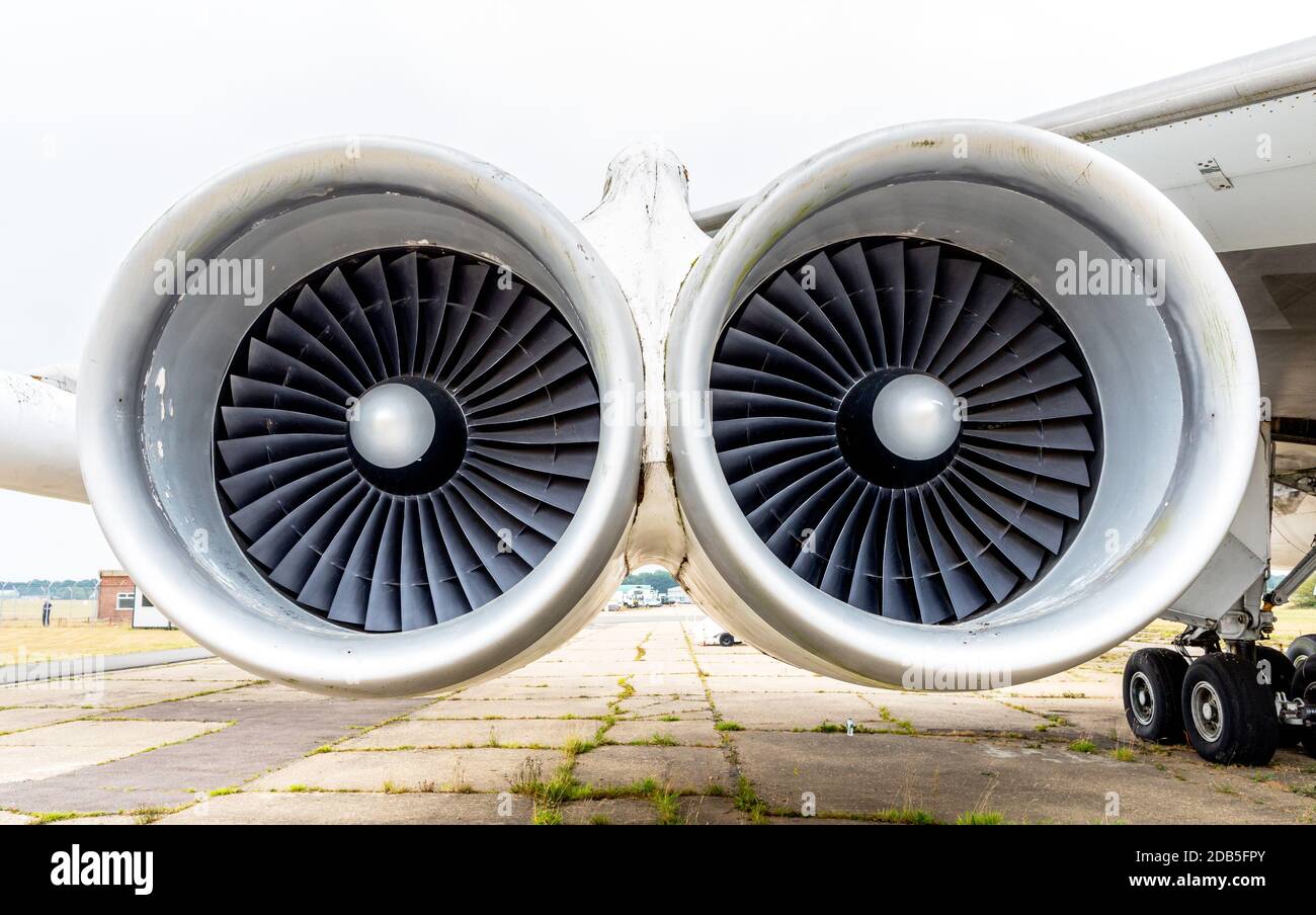 Rolls Royce Engines sur UN Boeing 747 Dunsfold aérodrome Royaume-Uni Banque D'Images