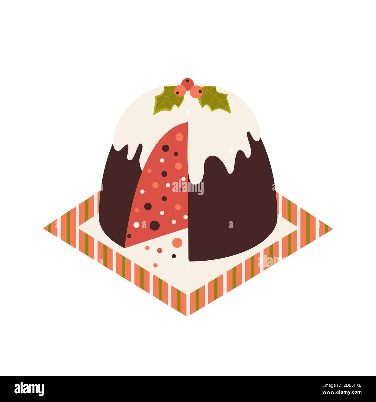 Symbole de Noël traditionnel en forme de prune de pudding Illustration de Vecteur