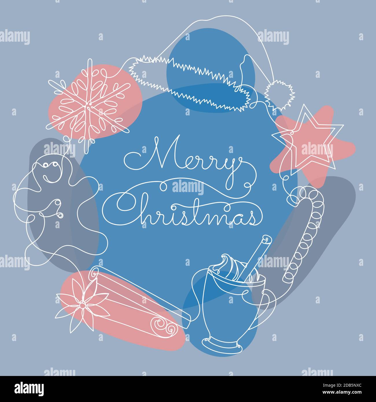 Arrière-plan avec détails de noël dans un style linéaire. Illustration de Vecteur