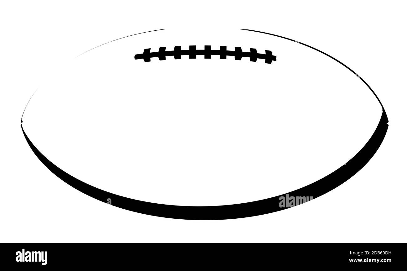 Ballon de rugby ovale atypique en dessin en ligne noire Banque D'Images