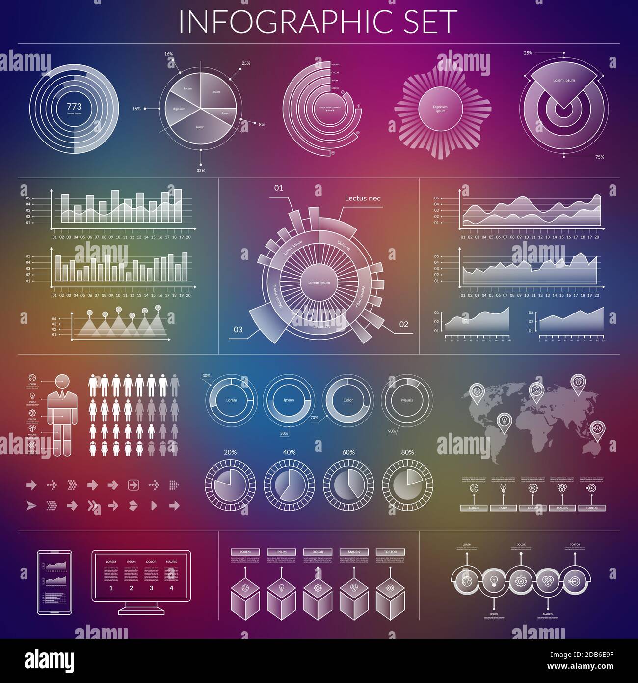 Ensemble d'interface utilisateur HUD infographics. Éléments de l'interface utilisateur. Illustration de Vecteur