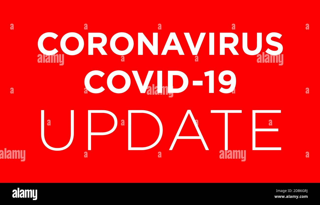 covid 19 coronavirus mise à jour texte blanc rouge arrière-plan illustration Banque D'Images