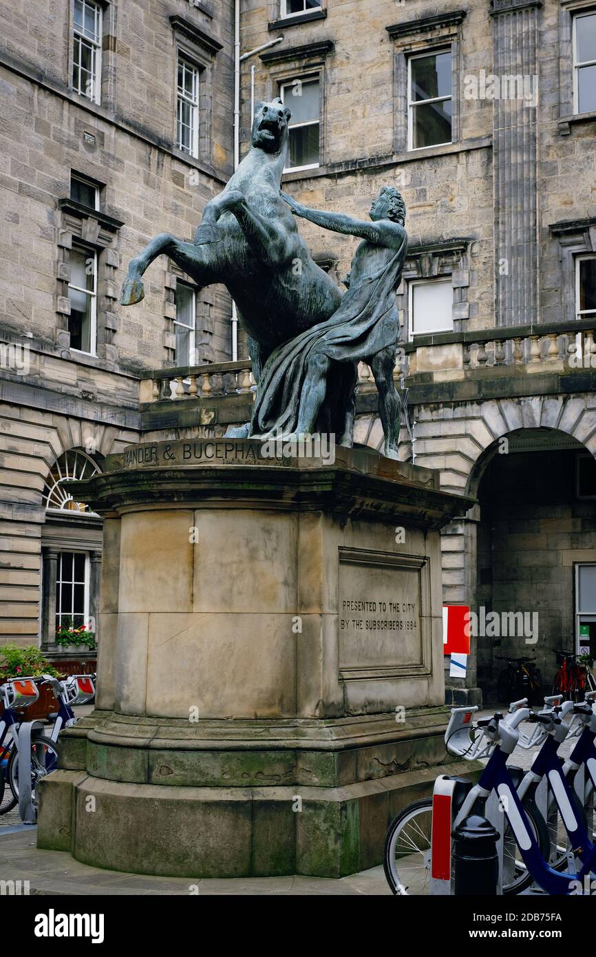 Statue d'Alexandre et Bucephalus dans la ville historique d'Édimbourg Chambres Banque D'Images