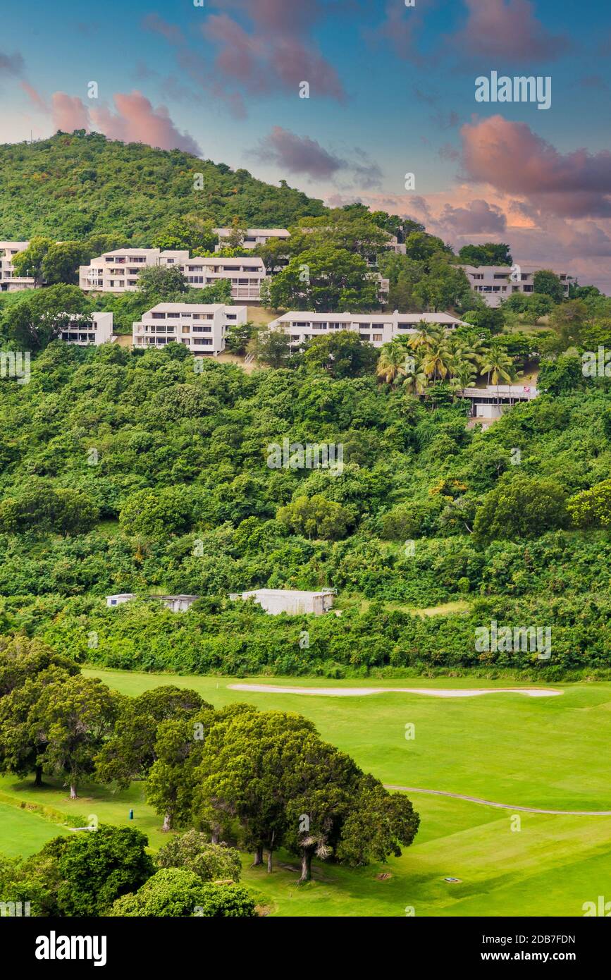 Un parcours de golf sur l'île des Caraïbes de St Thomas Banque D'Images