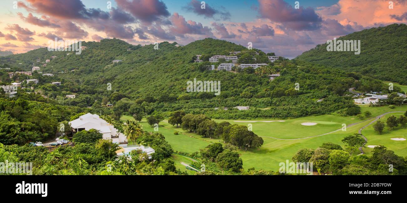 Un parcours de golf sur l'île des Caraïbes de St Thomas Banque D'Images