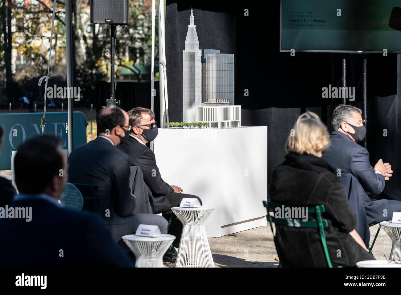 New York, NY - 16 novembre 2020 : modèle architectural à l'échelle vu lors de la cérémonie d'inauguration d'une Madison Avenue à Madison Square Park Banque D'Images