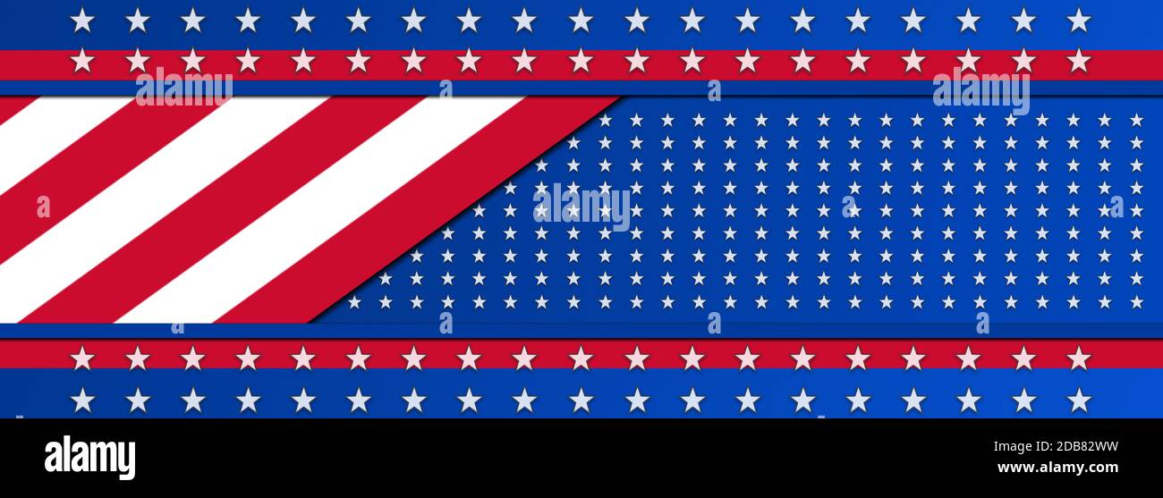 Le jour de l'indépendance, 4 juillet Fête nationale aux États-Unis d'Amérique. Bannière de fond avec nous les couleurs et les étoiles Banque D'Images