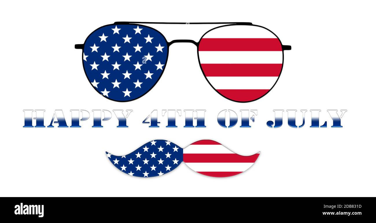 Professionnels 4e de juillet. Lunettes et Moustache Conception d'Illustration le drapeau américain Banque D'Images