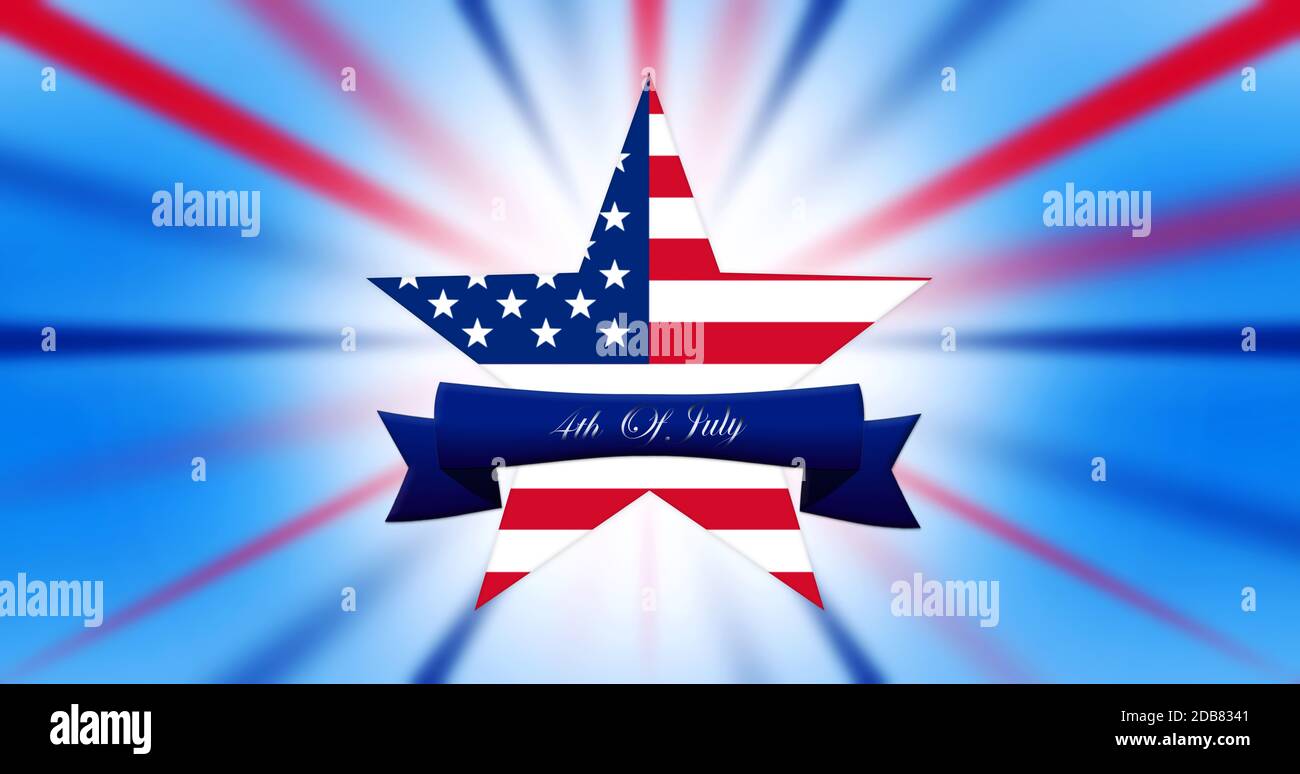 Professionnels 4e de juillet. Le jour de l'indépendance, Star avec United States of America Flag illustration Résumé Fond blanc Banque D'Images