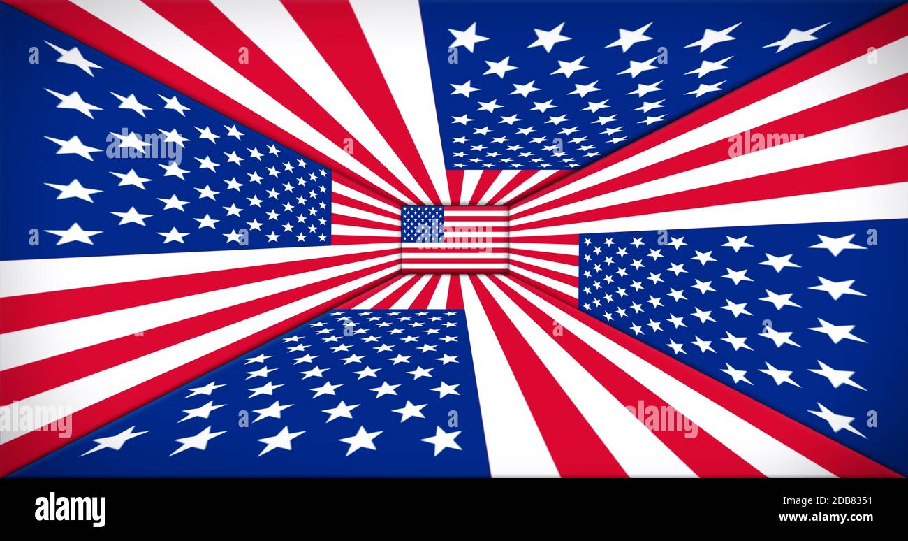 Jour de l'indépendance. Happy 4 juillet Concept. Perspective drapeau Américain 3D illustration Banque D'Images