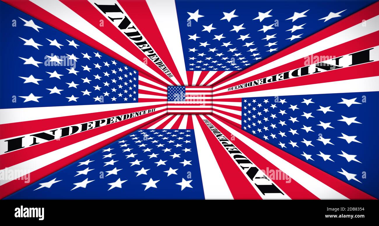 Jour de l'indépendance. Happy 4 juillet Concept. Perspective drapeau Américain 3D illustration Banque D'Images