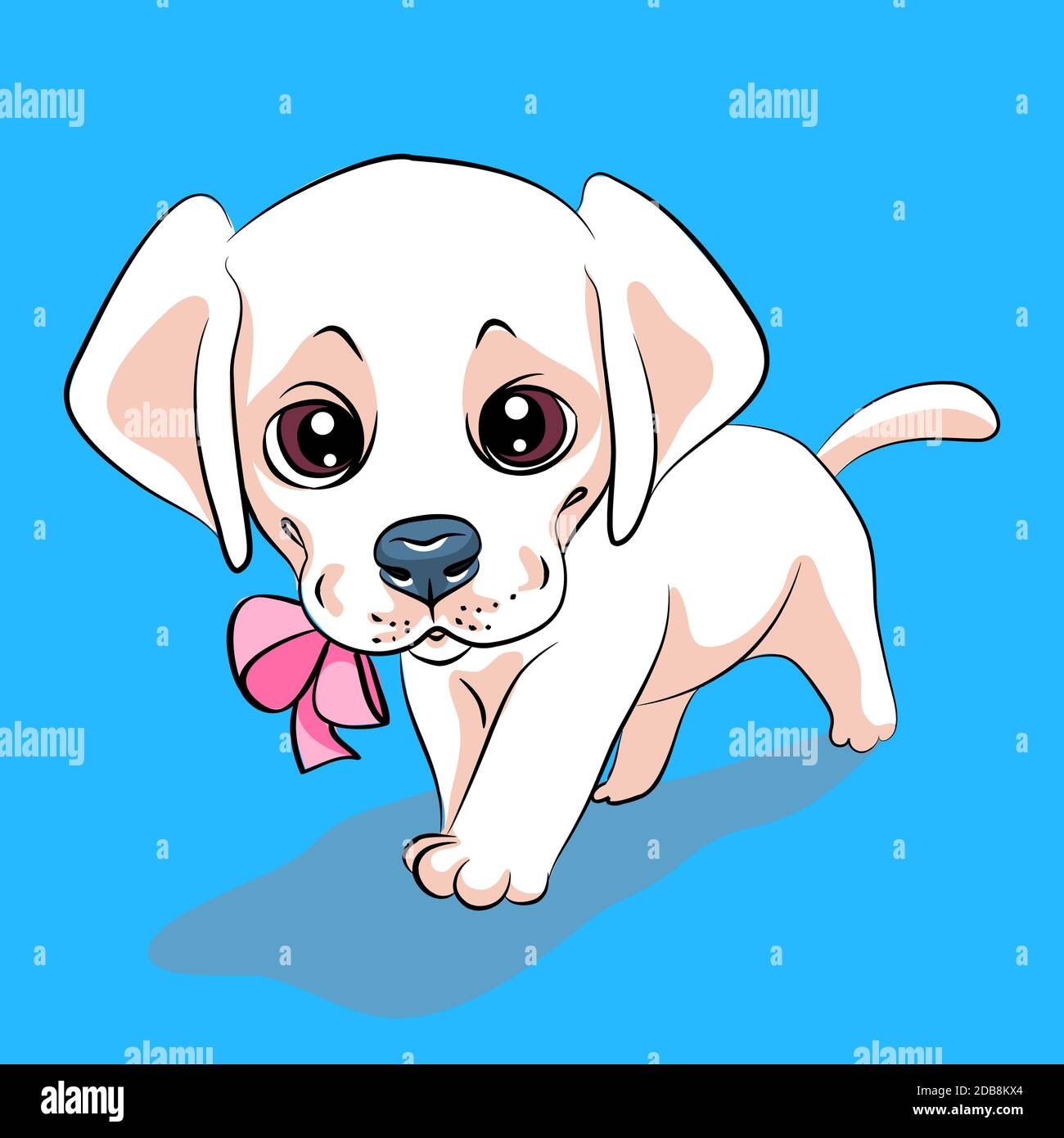 Vector Mignon Petit Chiot Blanc Labrador Retriever Chien Photo Stock Alamy