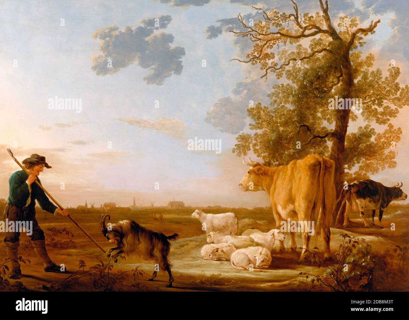 Paysage avec bétail - Aelbert Cuyp, vers 1639 Banque D'Images