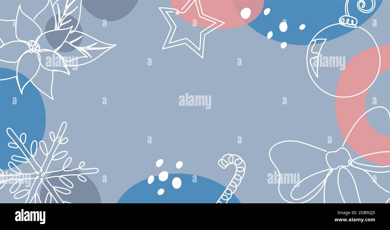 Détails de Noël dans un style linéaire dessiné à la main. Illustration de Vecteur