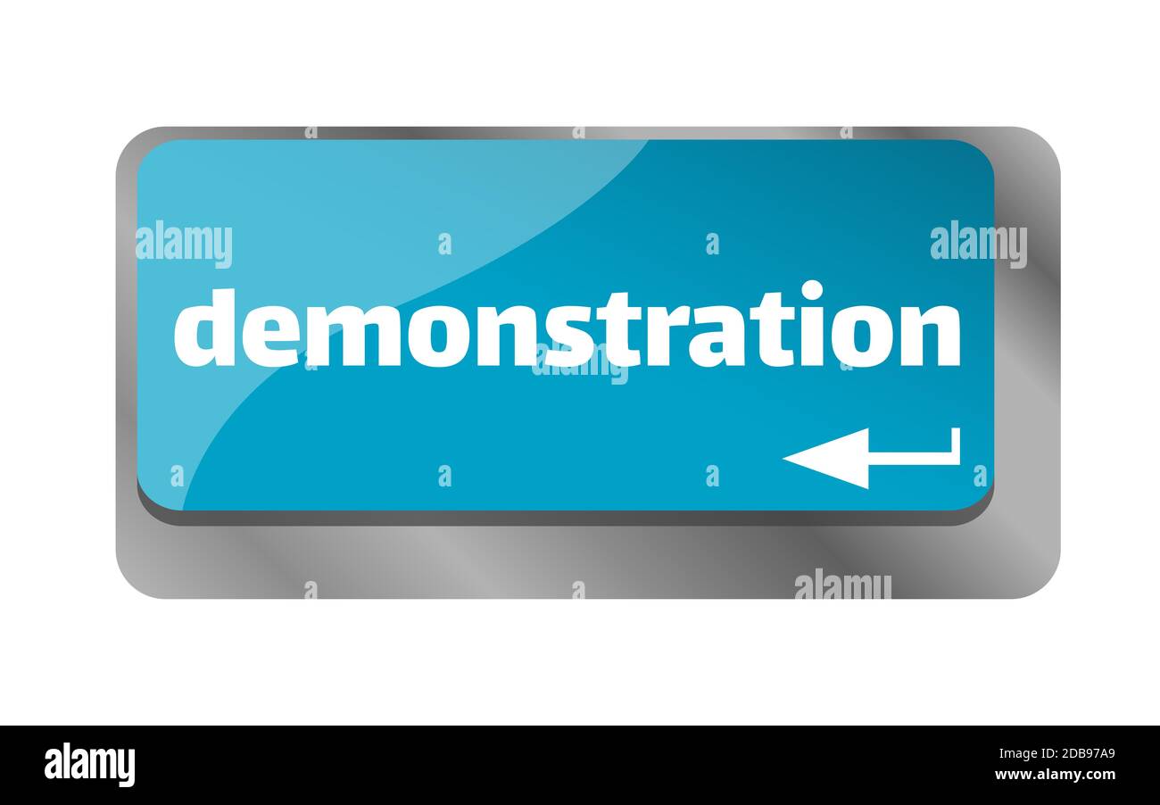 Démonstration . Gros plan sur le clavier, entrez la touche ordinateur. Banque D'Images