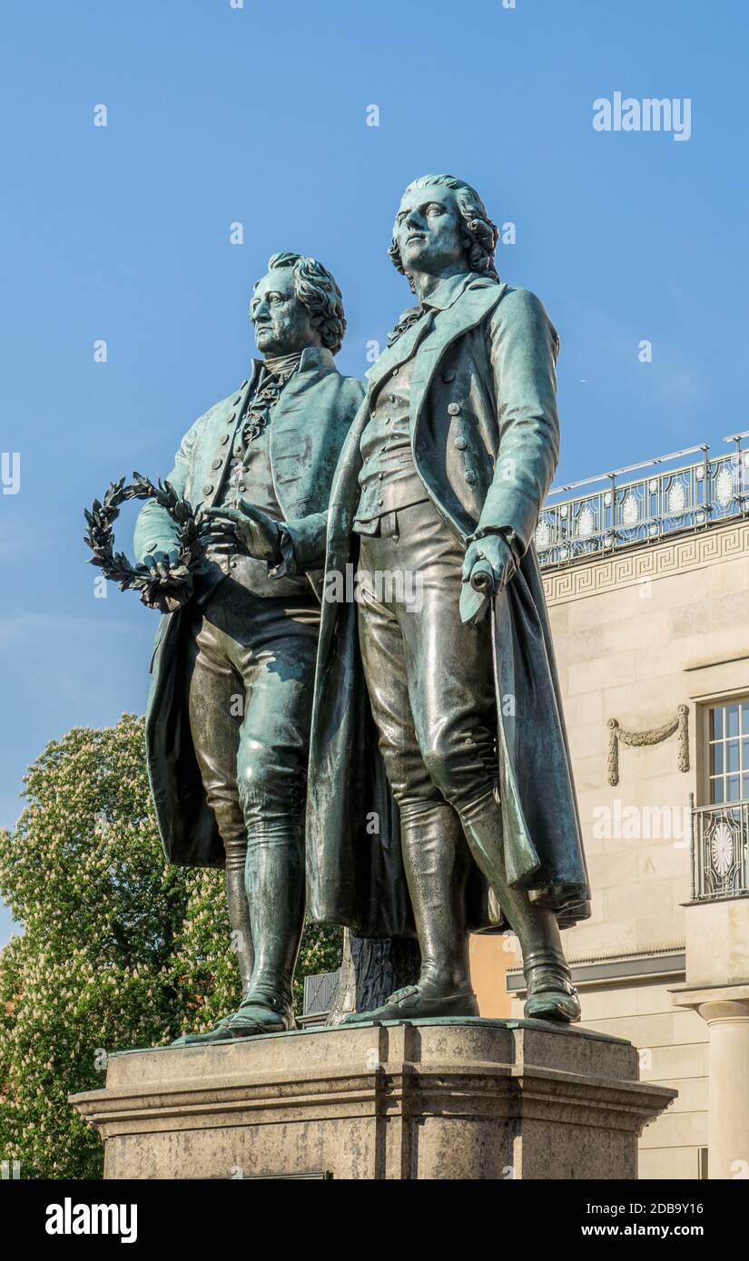 Monument à Goethe et Schille Banque D'Images