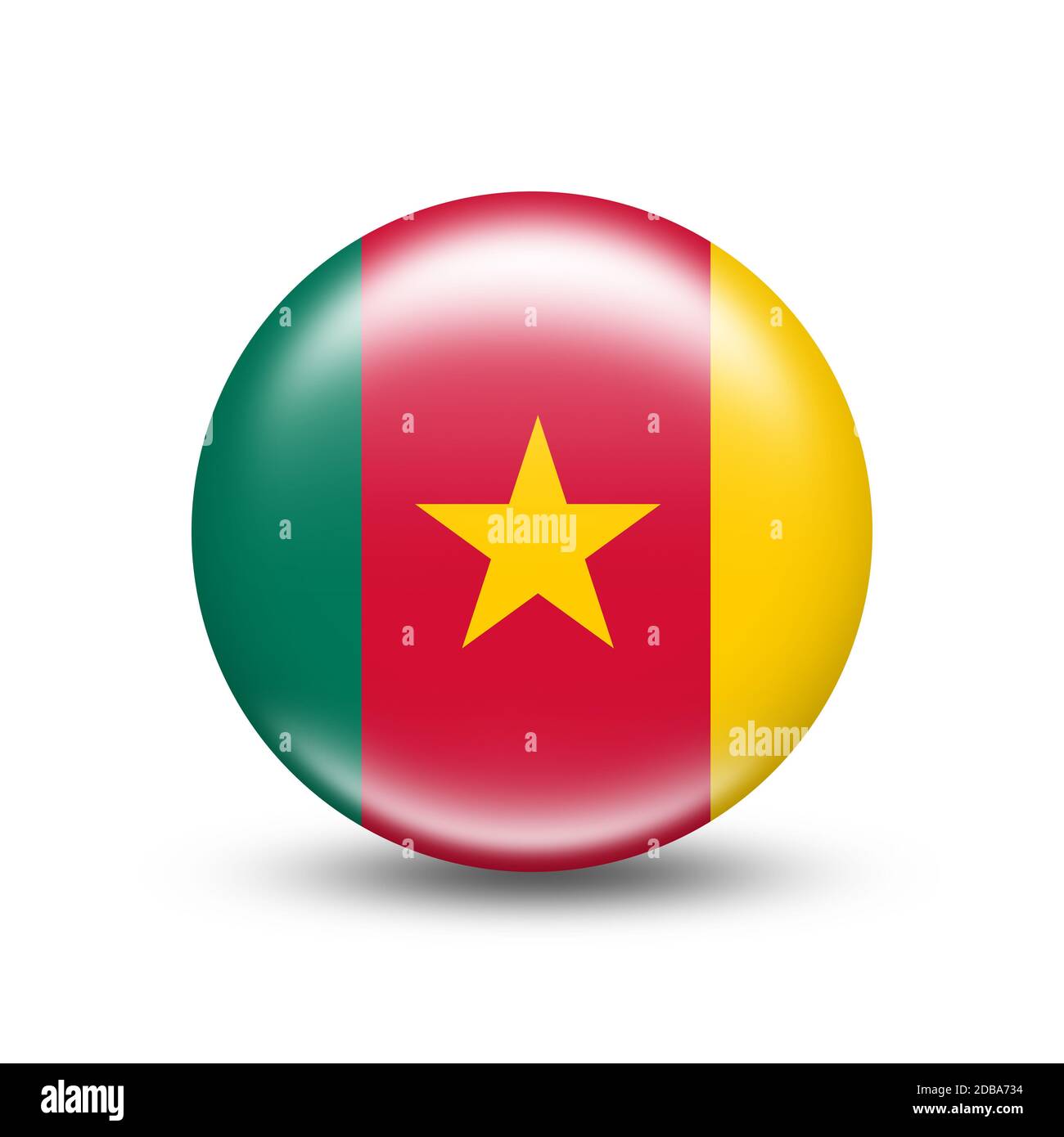Drapeau du Cameroun dans un cercle avec ombre blanche - illustration Banque D'Images