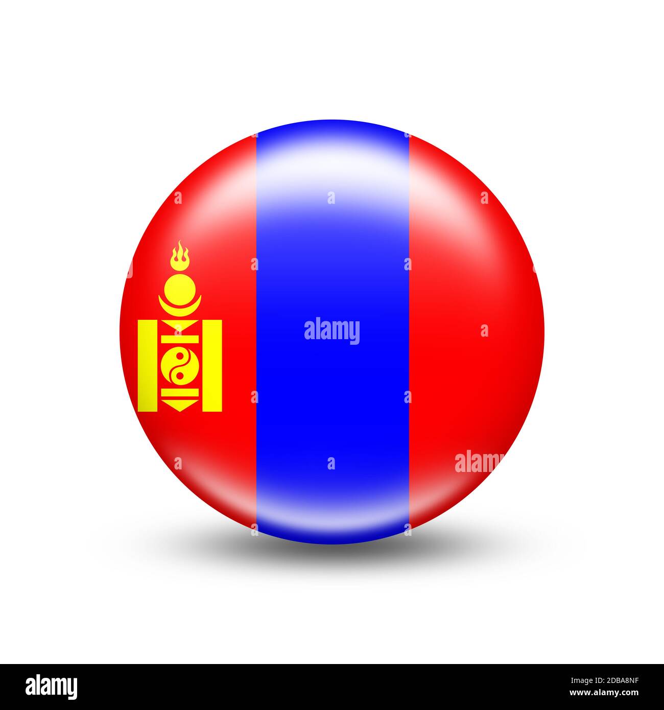 Drapeau de la Mongolie dans une sphère à ombre blanche - illustration Banque D'Images
