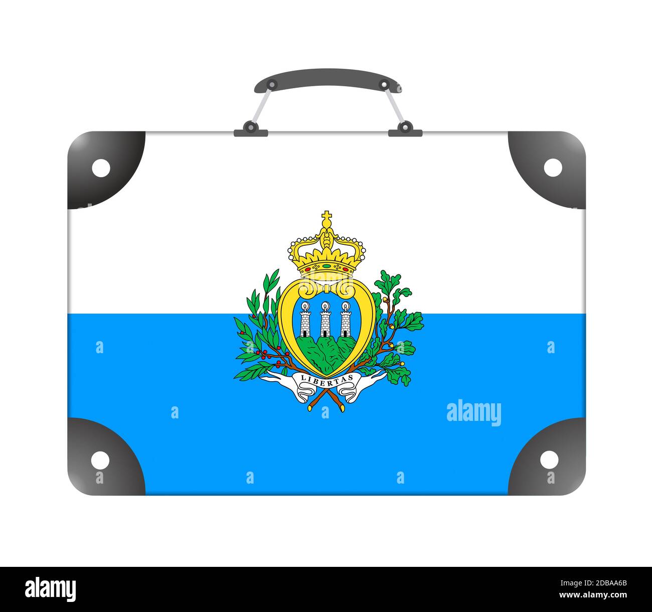 Drapeau du pays de Saint-Marin dans la forme d'une valise de voyage sur fond blanc - illustration Banque D'Images