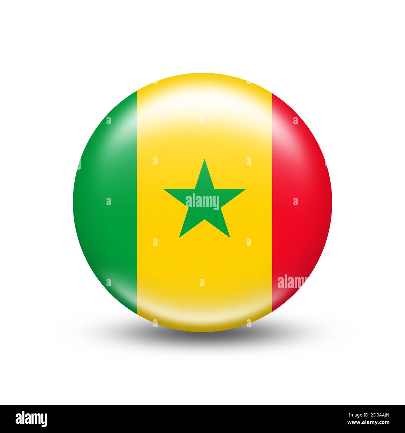 Drapeau du Sénégal dans une sphère à ombre blanche - illustration Banque D'Images