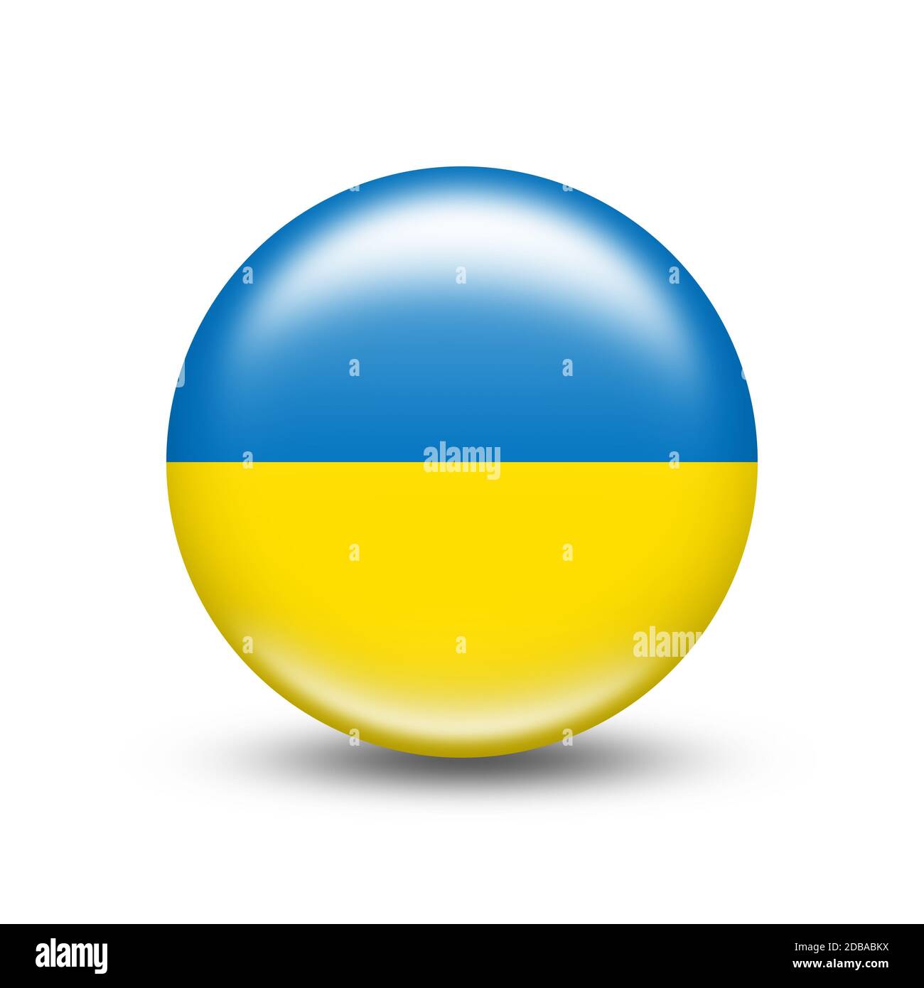 Drapeau de l'Ukraine dans la sphère avec ombre blanche - illustration Banque D'Images