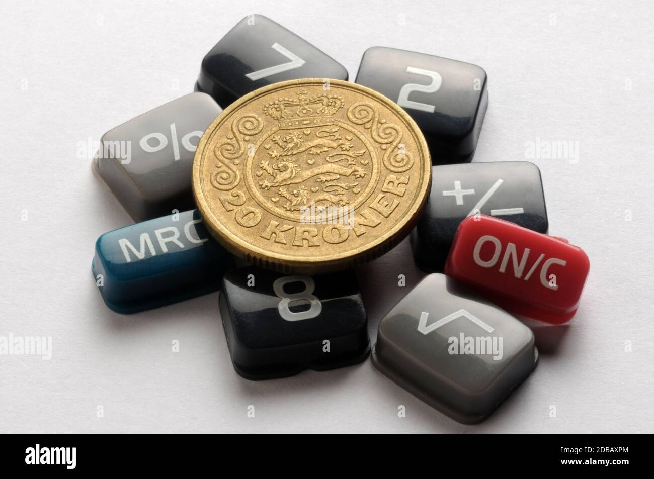 Devise danoise avec touches de calcul Photo Stock - Alamy