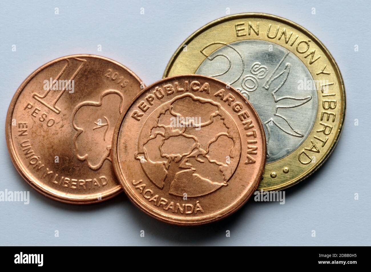 Pièces de pesos argentins Banque D'Images