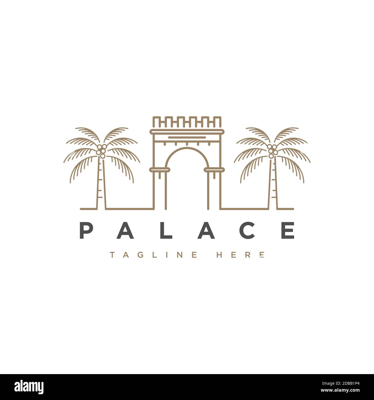 Palace avec logo de palmier symbole modèle vectoriel Illustration de Vecteur