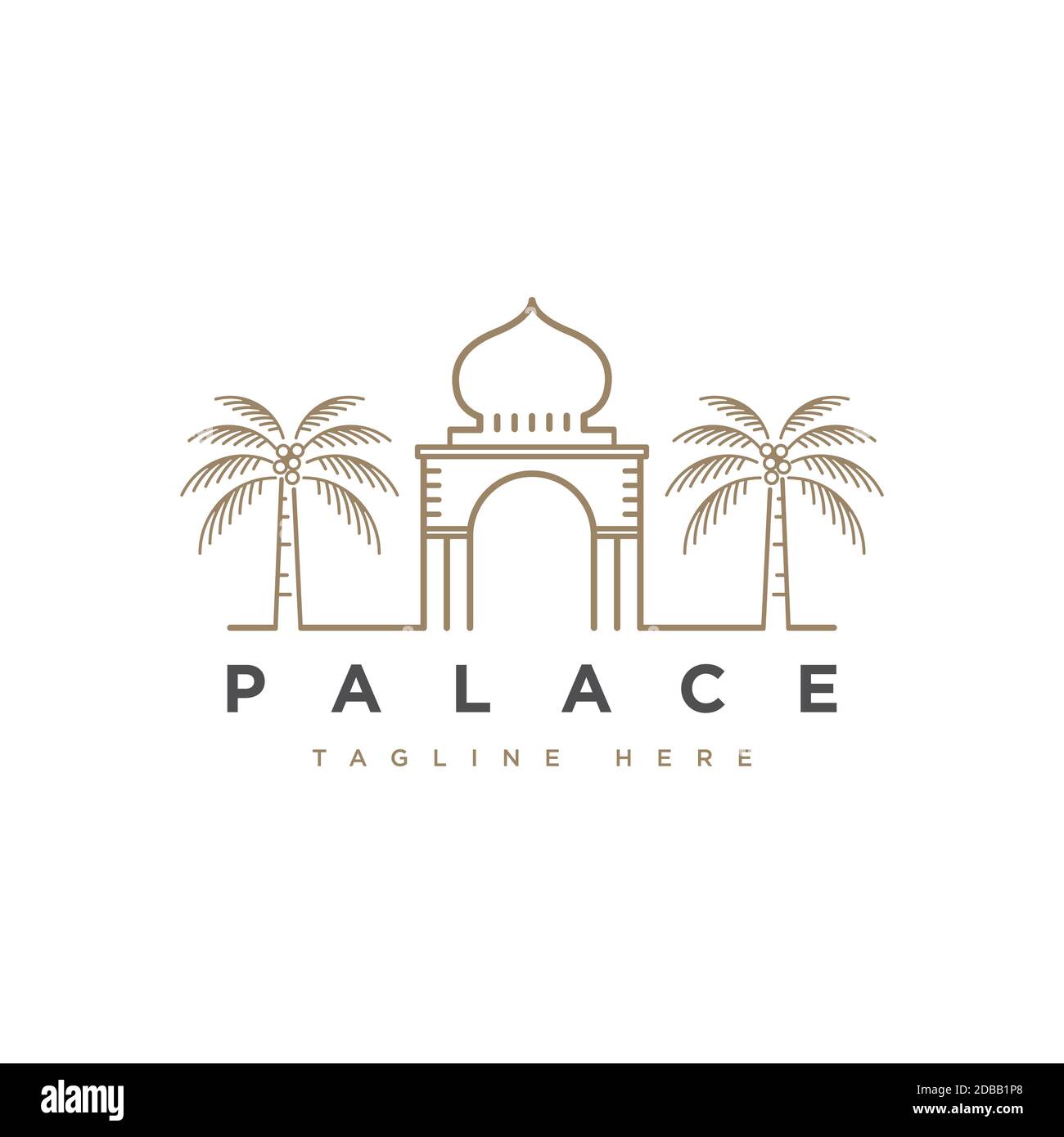 Palace avec logo de palmier symbole modèle vectoriel Illustration de Vecteur